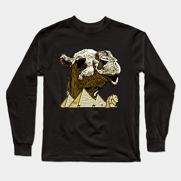 Egyptian Camel & Pyramids Long Sleeve T-Shirt by anbartshirts